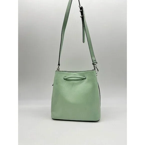 Donna Karan NY Lawrence smooth leather bucket crossbody bag -Jade/Sage USED - Picture 11 of 16